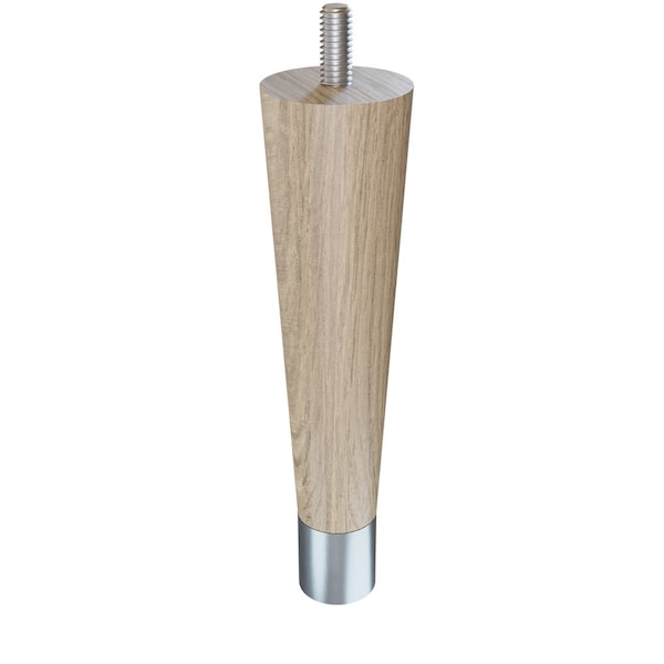 Designs Of Distinction 6" Round Tapered Leg with bolt and 1" Brushed Aluminum Ferrule - White Oak 01240006WKBA6 - main